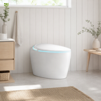 Toilette intelligente en forme de U avec bidet intégré, siège chauffant, chasse d'eau automatique, télécommande et design de salle de bain moderne