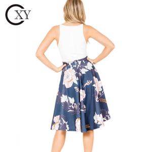 Jupes mi-longues à fleurs marines élégantes pour femmes à la mode européenne et américaine - Product Image 3