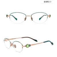 Nouvelles montures de lunettes ovales semi-cerclées en titane pour femmes MK16123, adaptées à tous les types de visage, avec diamants