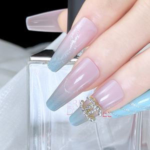 <span class=keywords><strong>Uñas</strong></span> Postizas de Lujo con Diseño de Diamantes Brillantes, Acrílicas, Francesas, con Pedrería, Largas, de Presión - Product Image 4