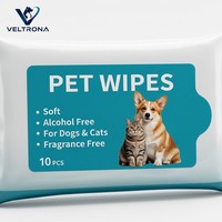 Lingettes pour animaux de compagnie VELTRONA pour chats, douces, sans alcool, parfum fruité, non tissées, formule douce, nettoyage en profondeur, 10 pièces