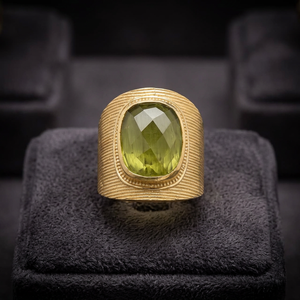 Anillo con Bisel Chapado en Oro y Piedra Preciosa de Calcedonia Verde para Niños, Mujeres y Hombres, Recién Llegado - Product Image 3