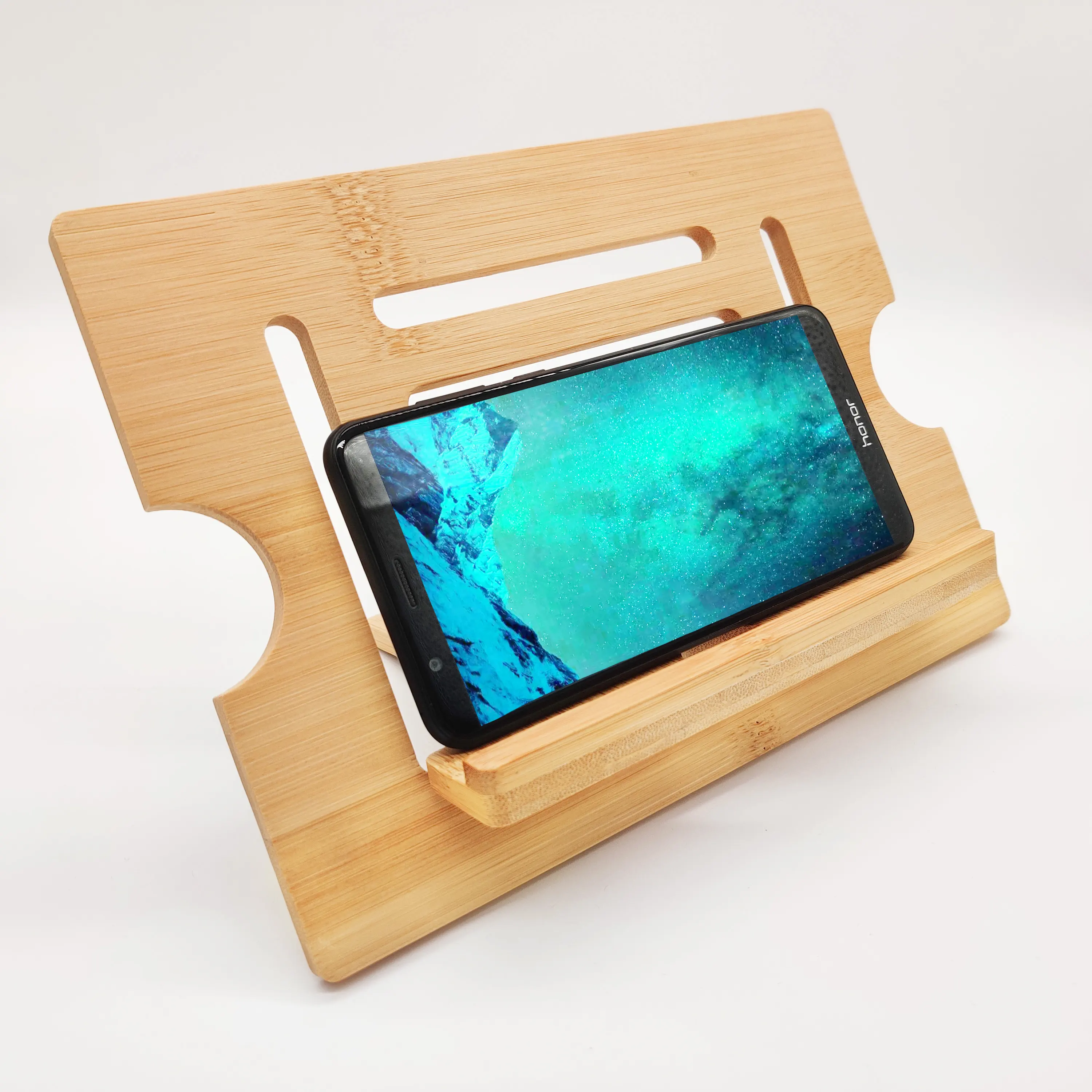 Bamboe Houten Mobiele Telefoon Stand Desktop Tablet Houder Voor Telefoon Ipad