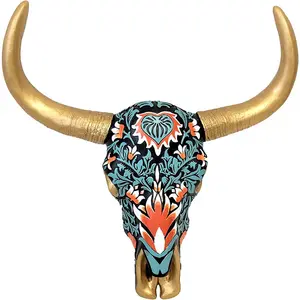 Blumen farbe Bunte Tribal Bull Steer Kuh schädel Wandbehang Kunst dekoration