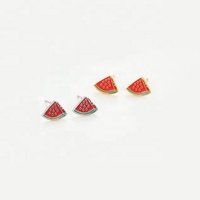 Boucles d'oreilles Offre Spéciale personnalisées en acier inoxydable plaqué or 18 ct bijoux de fruits fantaisie pour enfants boucles d'oreilles mignonnes de pastèque