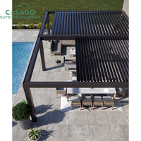 Pergola en aluminium à toit à lames rétractables de qualité commerciale - Étanche IP65 et résistante au vent pour terrasse de restaurant