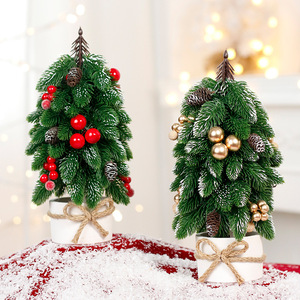 Lot de mini-sapins de Noël en pot avec décorations baies et pommes de pin, petit arbre artificiel rustique pour table, ornement de fête - Product Image 3