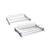 Rak Piring Kabinet Dapur Stainless Steel 201 dengan Tempat Piring dan Mangkuk Terintegrasi, Rak Pengering dengan Baki Pembuangan untuk Kabinet
