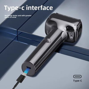 เครื่องโกนหนวดไฟฟ้าแบบใบมีดสามชั้น สีเงิน ใบมีดลอยน้ำ กันน้ำ ชาร์จผ่าน USB พกพาสะดวก สำหรับเดินทาง - Product Image 5