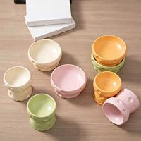 Bol en céramique pour chat, surélevé, ergonomique, protection du cou, anti-vomissement, pour chats âgés à face plate