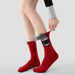 جوارب عيد الميلاد بتصميم برج الحصان، جوارب حمراء احتفالية محظوظة تصل إلى منتصف الساق، جوارب محبوكة للخريف والشتاء ورأس السنة الجديدة للنساء والرجال - Product Image 3