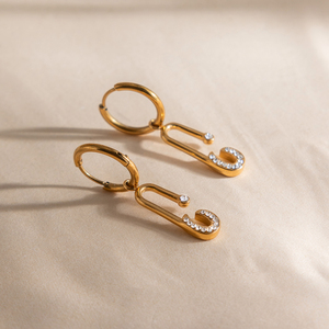 Collier chaîne NK en acier inoxydable plaqué <span class=keywords><strong>or</strong></span> 18 carats avec pendentif linéaire tendance orné de strass blancs - Product Image 6