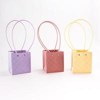 Sacs à fleurs carrés embossés Macaron, sacs cadeaux pour bouquets floraux frais