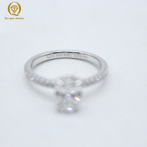 Anillo de Diamantes de Lujo, Serie Completa de Diamantes Cultivados en Laboratorio con Corte Ovalado, Certificado IGI, Oro Blanco de 18K, Grabado Interior Personalizado para Regalo de Aniversario - Product Image 3