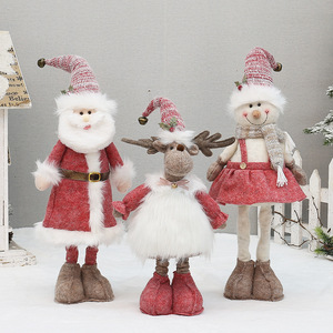 Bonhomme de neige rétractable rose en peluche pour Noël, décoration de fête, cadeau pour le salon - Product Image 2