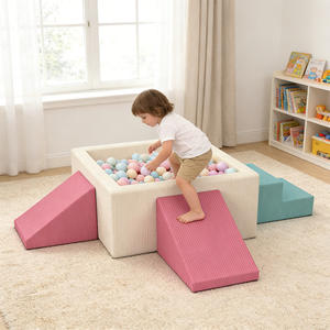 Set Permainan Busa Ukuran Besar untuk Anak, Kolam Bola Indoor 6pcs, Struktur Panjat Lembut untuk Balita, Mainan Lantai Spons Kepadatan Tinggi Berbahan Corduroy - Product Image 5