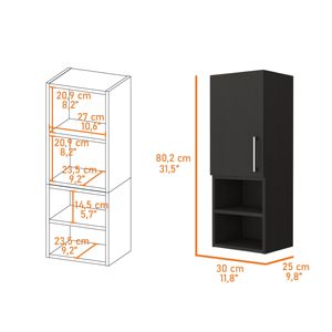 DB Madrid Single-Door Bathroom Medicine Cabinet with <b>Metal</b> Handle Black; Features Two External and Two Interior <b>Shelves</b> - Product Image 4