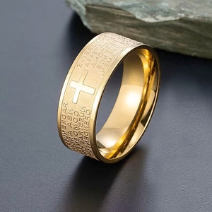 Anillo Cristiano <span class=keywords><strong>de</strong></span> Acero Inoxidable con la Biblia en Español, Joyería Religiosa <span class=keywords><strong>de</strong></span> Jesús, Regalo Personalizado con Cruz, Estilo Retro para Hombre - Product Image 3