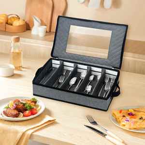 Multipurpose Flatware Organizer Silverware Storage <b>Box</b> for Packing Serving Utensils with 5 Dividers and Thick Surface - Product Image 5