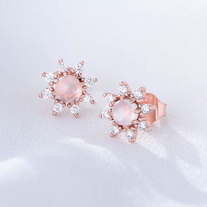 Fabrika özel en popüler ekonomik profesyonel tasarımcı tasarım sterlini 925 gümüş güneş çiçek aytaşı küpe - Product Image 1