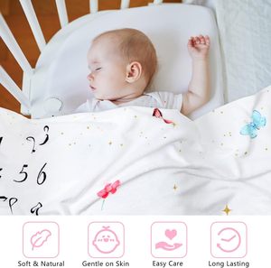 ソフトフリース最初の12か月の成長チャート新生児写真ベビーマイルストーンブランケット - Product Image 4