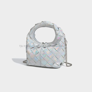 Design High-End Small <b>Bag</b> Hand-Woven Silver Beach <b>Accessory</b> Single Shoulder Cross-Body Zipper Closure Chain Tanjing - Product Image 1