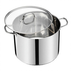 Marmite à soupe et faitout classique en acier inoxydable triple couche, robuste, avec fond à induction et couvercle en verre, compatible four, vente en gros - Product Image 4