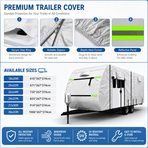 Housse de <span class=keywords><strong>remorque</strong></span> de camping-car en tissu Oxford résistant aux intempéries, respirante, anti-poussière, anti-neige, avec panneaux de ventilation, sangles de sécurité, utilisation quatre saisons - Product Image 4