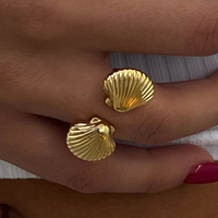 Anneaux ouverts de mode Ins PVD bijoux en acier inoxydable plaqué or 18 carats anneaux de coquille pour les femmes