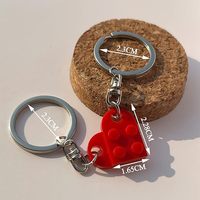 Porte-clés Cœur d'Amour, Lot de 2 Pièces, Blocs de Construction en Briques Acryliques, Puzzle DIY pour Couples, Anniversaires de Petit Ami et Petite Amie
