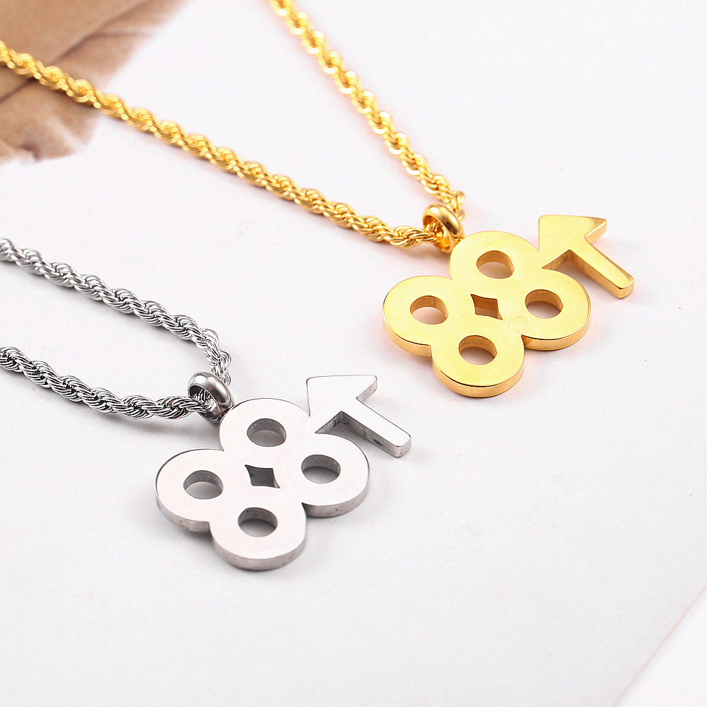 Hiphop Necklace Gold Stainless Steel 88 Rising Digital 88