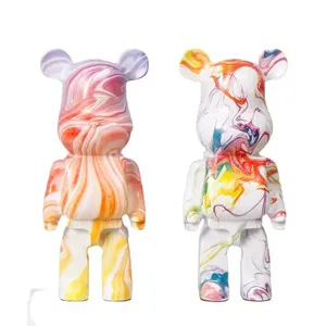 Wholesale Custom Resin Art Painting Fluid Pouring Handmade 3D Folk Art Love Bear Statue Figurines Home Decor - Product Image 1