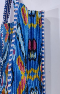 Fourre-tout fait à la main bleu Veet matelassé Boho pour femmes sac de messager quotidien multi-usage Logo personnalisé motif fourre-tout pour voyage vacances Shopping-cadeau - Product Image 5