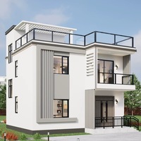 Villa préfabriquée à toit plat duplex, villa à deux étages, maison mitoyenne
