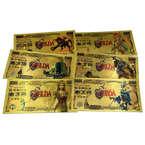 En stock, jeu d'anime japonais <span class=keywords><strong>Zelda</strong></span>, collection de billets de 10 000 yens, animal de compagnie, billet de banque plaqué or 24 carats - Product Image 1
