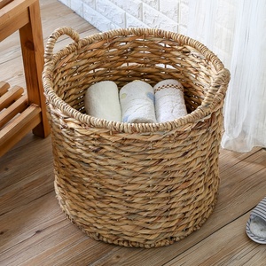 Cao Cấp Nước Tự Nhiên Lục Bình Vòng Treo Quần Áo Lưu Trữ Giỏ Dệt Giặt ủi <span class=keywords><strong>Hamper</strong></span> Với Xử Lý Cho Phòng Tắm Hoặc Phòng Ngủ - Product Image 1