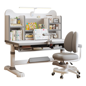 Children's Height Adjustable <b>Study</b> Table <b>Chair</b> Set New Design Wood Furniture with Bookshelf for Home & School for Kids Students - Product Image 5