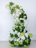 Arche de fleurs réglable en soie verte et blanche avec feuilles tropicales pour cérémonie de mariage, location de fête, vitrine de magasin