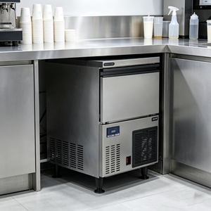 Machine à glaçons commerciale sous comptoir, production quotidienne de 50 kg, stockage de 20 kg de glace, glaçons de 50x50mm, grande taille, porte simple, dégivrage automatique - Product Image 1