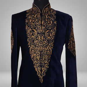 Dernier design élégant de broderie ZARDOZI sur SHERWANI avec étole, costumes et blazers pour hommes>Costumes pour hommes - Product Image 3