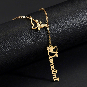Modische Edelstahl-Namensanhänger Vergoldet DIY Halskette für Kinder Individuelles Armband Ohrringe Sets Schmuck für Kinder - Product Image 3