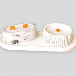 Qoq 3-Piece Marble Patterned <b>Candle</b> <b>Set</b> - Product Image 2
