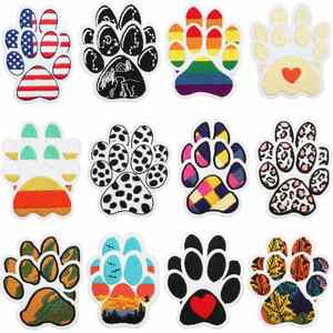 New Design <b>Iron</b> on Colorful Artist Pattern USA Flag Leopard-print Paw Patch for Decoration - Product Image 1