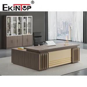 Ekintop luxury furniture modern wood design mdf home executive l shaped ceo office table