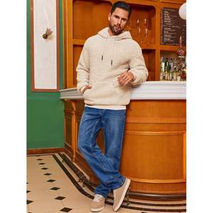 2025 Men's XS Fuzzy Sherpa Hoodie Long Sleeve Casual Pullover Winter Sweatshirt 3D Embroidery Solid Pattern Zipper-Up Style - Product Image 4