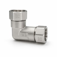 Batang Padat Baja Tahan Karat 304 3000PSI BSPP BSPT 1/2 Inci DN15 Union Elbow Double Female Thread Fitting Pipa Poles