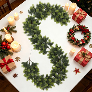 Guirlandes de Noël artificielles, couronne de feuilles de pin, décoration pour la maison, décoration extérieure, décoration de mariage, matériau plastique, 6 styles disponibles - Product Image 3