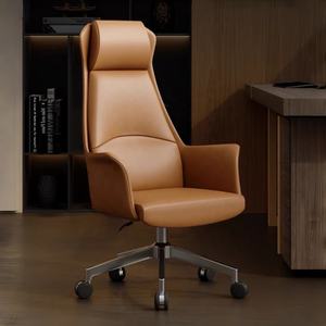Silla Ejecutiva Giratoria de Oficina Moderna con Respaldo Alto de Cuero para Conferencias, Muebles de Oficina - Product Image 1
