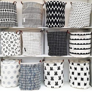Paniers à linge en coton et lin, pliables, avec poignées, pour vêtements, jouets, chambre d'enfant - Product Image 6