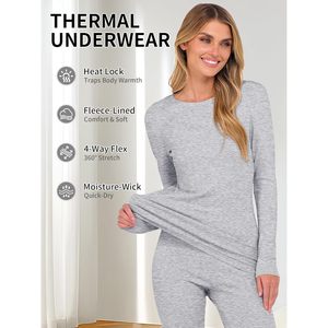 Thermal Underwear For Women Long Johns Fleece Lined <b>Base</b> <b>Layer</b> Pajama Set Cold Weather Top Bottom Winter Clothing - Product Image 2